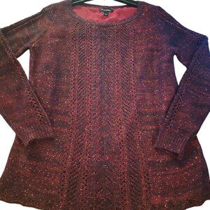Roz & Ali Burgundy Knit Sequin Sweater size L